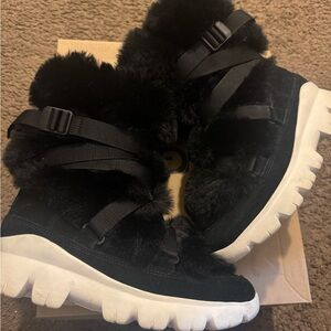 UGG Women's Black and White Fur Boots